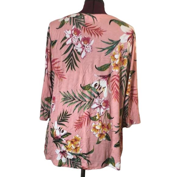 Belle by Kim Gravel Floral Print Rayon Knit Top Long Sleeve Multicolor Size 1X - Picture 3 of 7